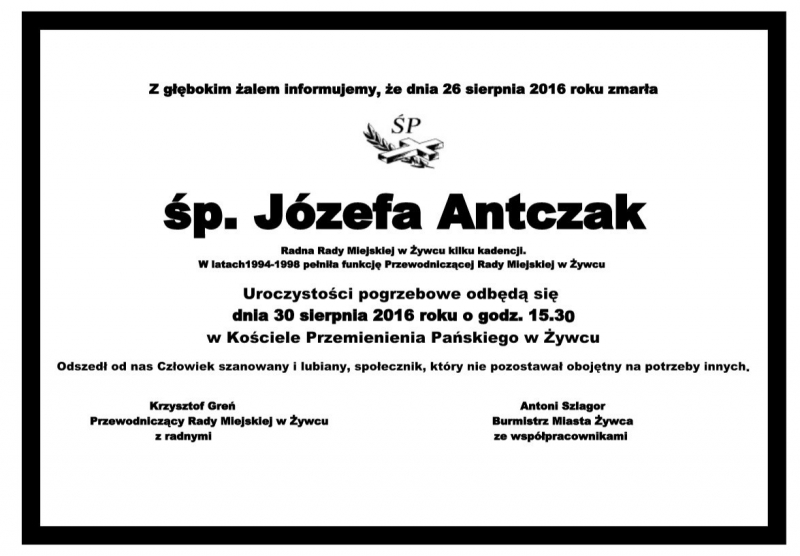 Śp Józefa Antczak