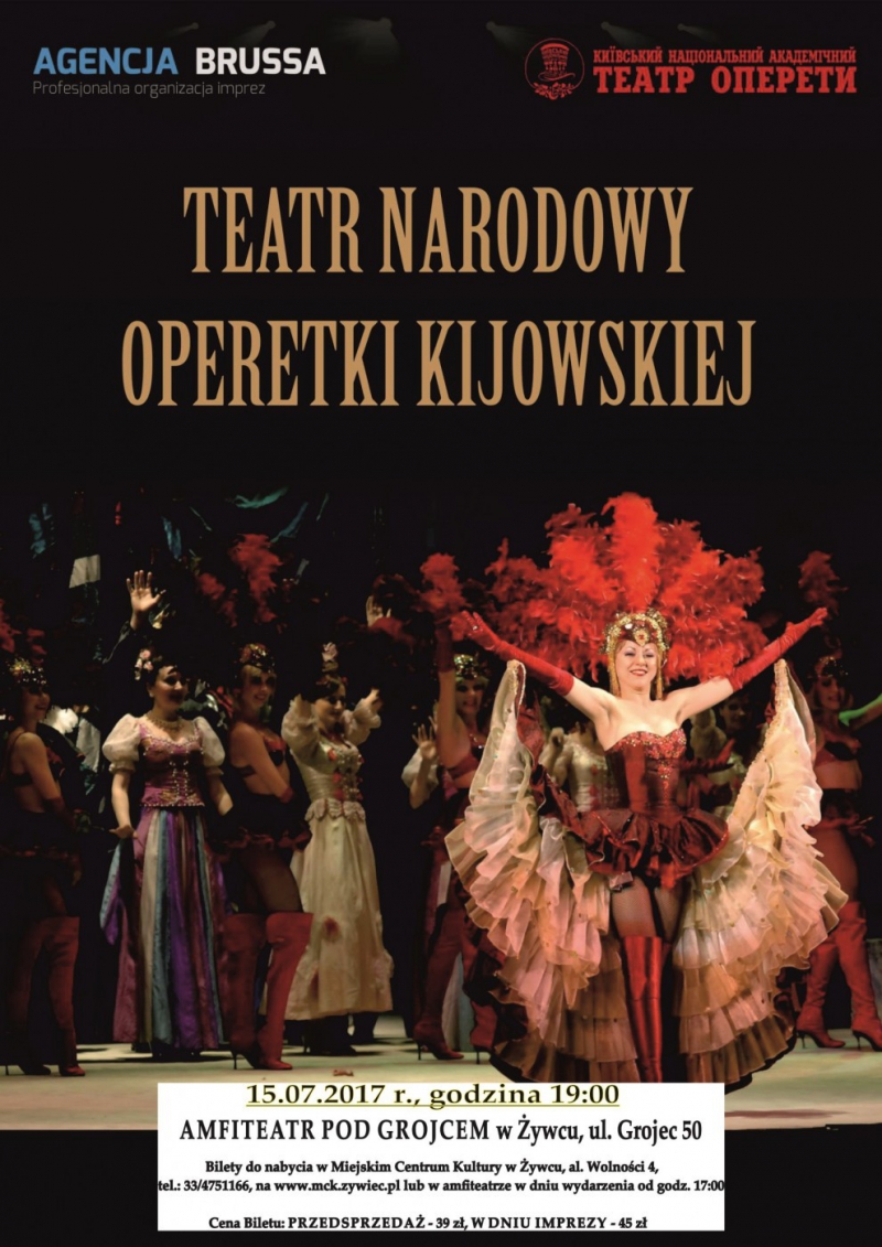 Artyści Teatru Narodowego Operetki Kijowskiej 15 lipca wystąpią w Żywcu