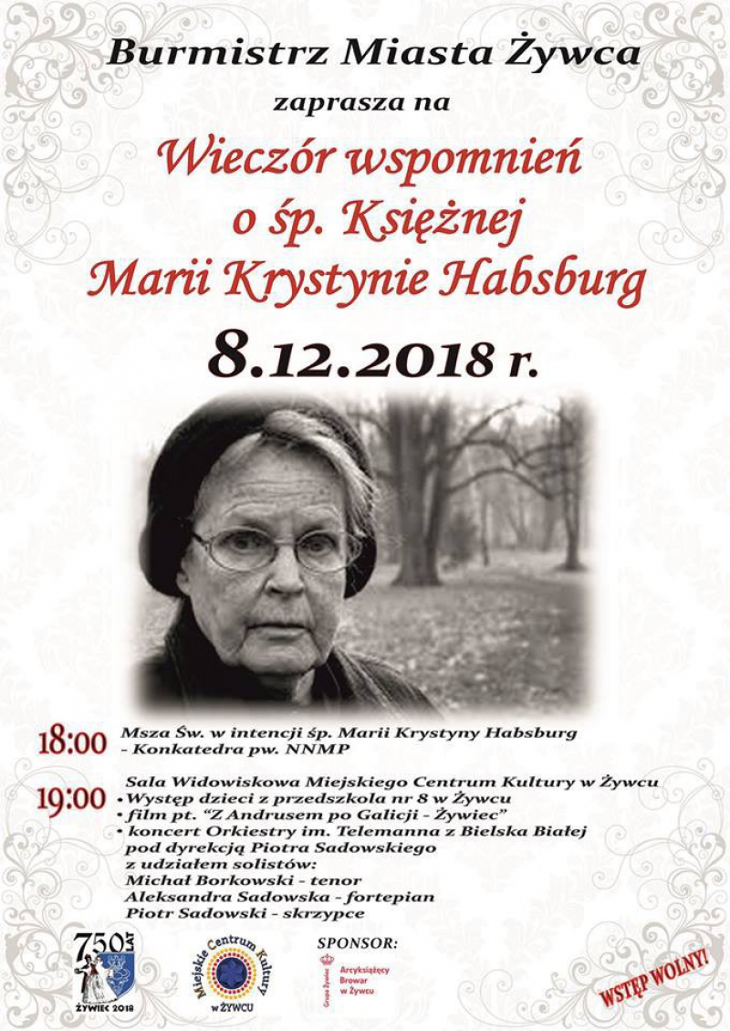 Wieczór wspomnień o śp. Księżnej Marii Krystynie Habsburg 2018