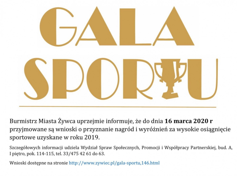 Gala Sportu- przyjmowanie wniosków