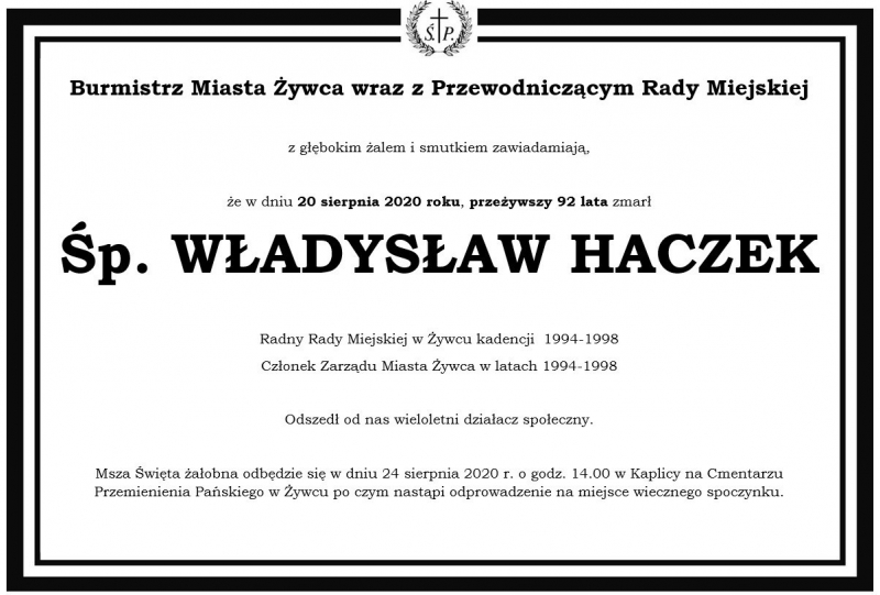 Zmarł Ś.P. Władysław Haczek