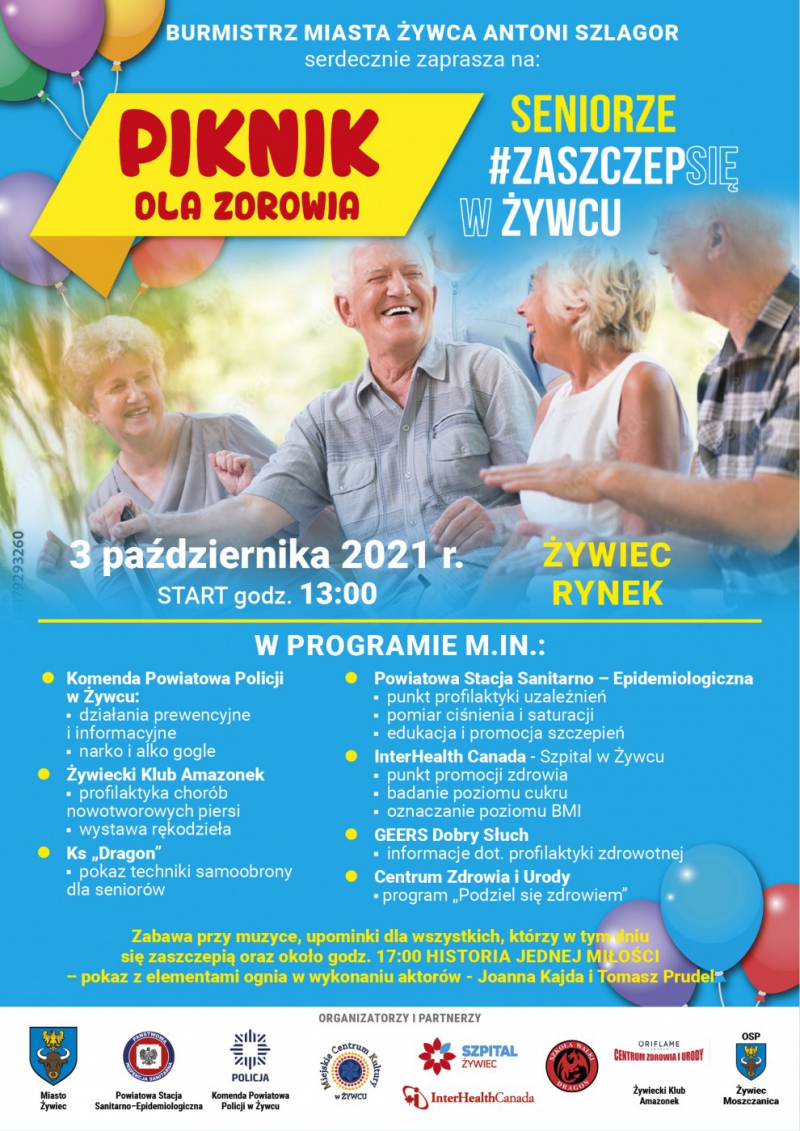 Piknik dla zdrowia Seniorze #ZASZCZEPSIĘ w Żywcu