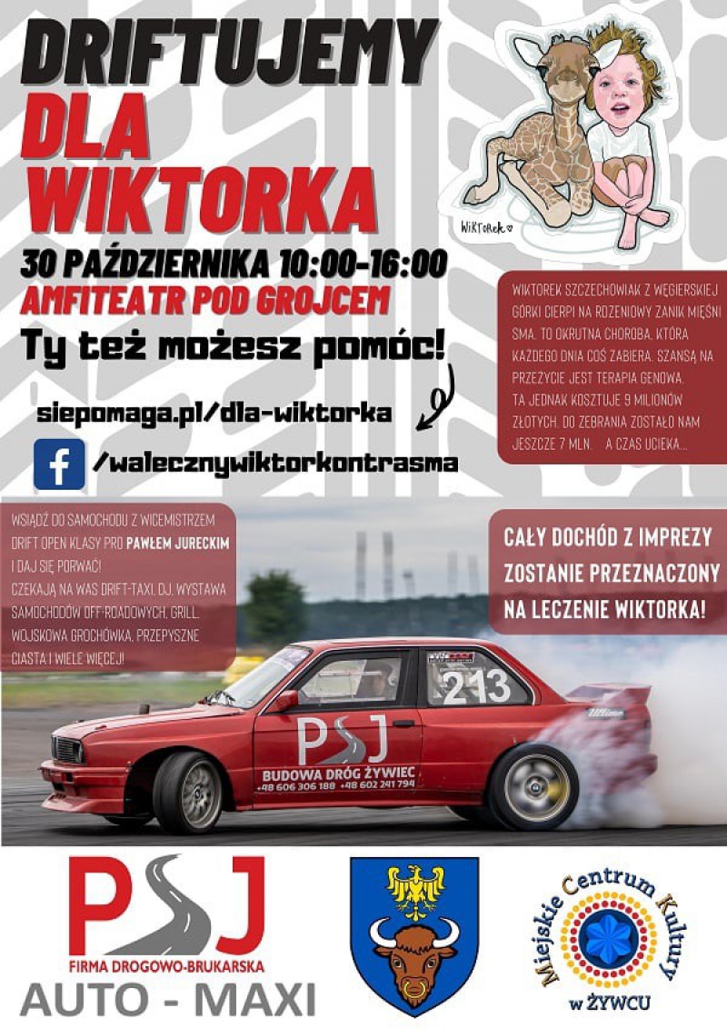 Charytatywny drift dla Wiktorka z SMA