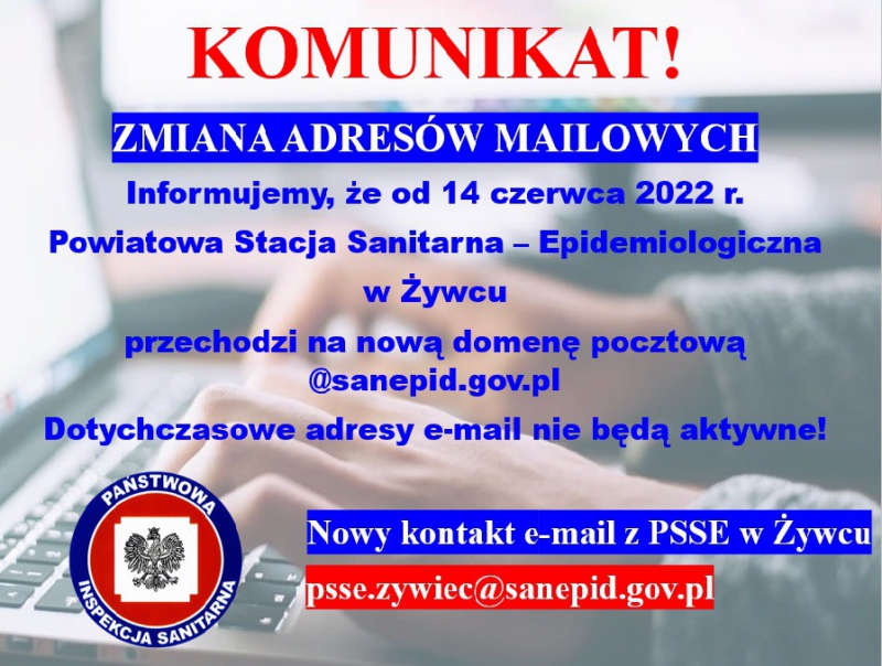 Nowe adresy mailowe PSSE w Żywcu